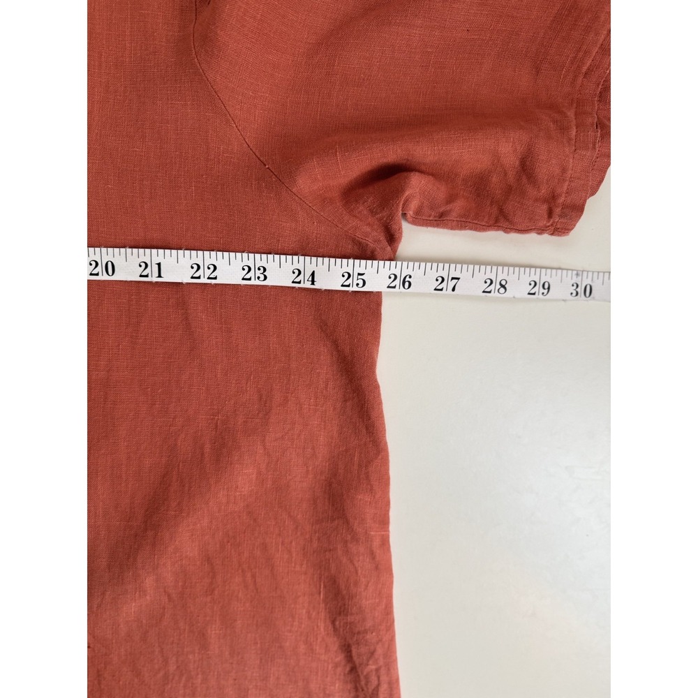 Bryn Walker Linen Tunic Top‎ Women Size L Made in USA Rust Orange High Low Hem - Picture 8 of 8